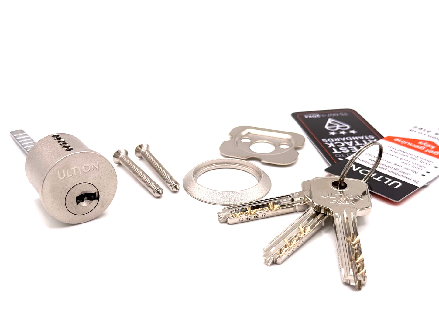 Ultion 3 Star Rim Cylinder – Nickel Finish